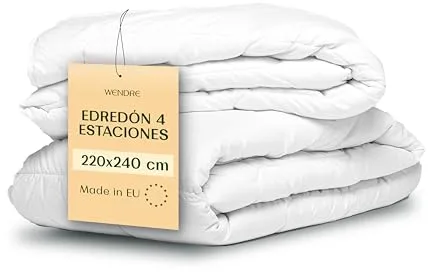 Wendre Edredón Nórdico 4 Estaciones Cama 150/135 (220x240 cm) - Duvet Ajustable y Transpirable para Todo el Año, Certificado Oeko-Tex