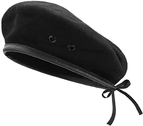 AYPOW Boinas de Lana, para Mujer, Estilo Militar, Boinas Estilo Militar con Ribete de Cuero, Ajustable, Talla única …