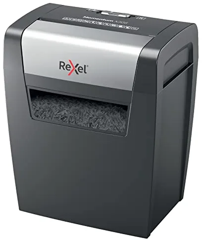Rexel 2104570EU - Destructora Personal/Home Office Momentum X308, Destruye hasta 8 Hojas, Papelera de 15L, Corte en Confeti, Seguridad P3, Ideal para Casa/Negocios, Destruye Papel, Grapas y Clips
