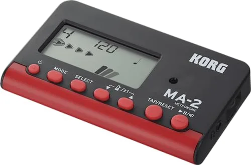 KORG MA-2 - Metrónomo digital de bolsillo con pantalla LCD, negro y rojo