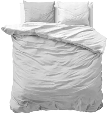 SleepTime Ropa de Cama 100% Algodón 240cm x 220cm Gris/Blanco - Fundas Nórdicas Suaves y Sin Plancha con Botones a presión - Juegos de Camas Bicolor con 2 Funda de Almohada 60cm x 70cm