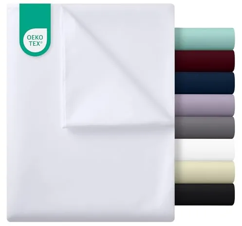 Utopia Bedding - Sábana Plana sin elástico - Cama 150-266 x 259 cm - Certificado Oeko-Tex - Poliéster Cepillado Suave - Microfibra - Sábana Plana - Blanco