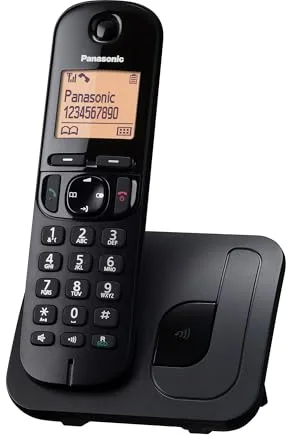 Panasonic KX-TGC210 Teléfono fijo inalámbrico, LCD, Identificador de llamadas, Agenda de 50 números, Tecla de navegación, Modo ECO, Reducción de ruido, Negro