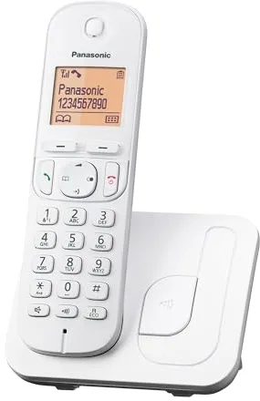 Panasonic KX-TGC210SPW Teléfono Inalámbrico Digital, Unidad Base y 1 Auriculares, Identificador y Bloqueo de Llamadas, Altavoz Manos Libres, Modo Ecológico, Reloj Despertador, Pantalla LCD, Blanco