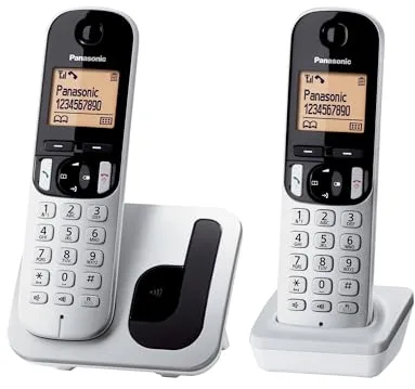 Panasonic KX-TGC212SPS Teléfono Fijo Inalámbrico Duo Digital (LCD 1,6", DECT, Agenda, Alarma, Bloque Llamadas, Intercomunicador entre unidades), Color Plata