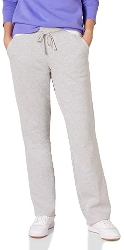 Amazon Essentials Pantalones Deportivos de Pierna Recta con Cordón para Mujer, Forro Polar (Disponibles en Tallas Grandes) Mujer, Gris Claro Mezcla, L