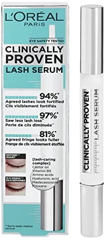 L'Oreal Paris Make-up Designer L'oréal Paris Sérum De Pestañas Clinically Proven, Fuerza Y Volumen, Con Vitamina B5 Y Ácido Hialurónico, 17 Ml, Marron, 2 Mililitro