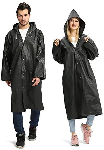 Opret Chubasquero Impermeable para Hombre y Mujer, 2 Piezas Poncho Impermeable Reutilizable, Chaquetas Lluvia con Mangas y Capucha, Poncho de Lluvia Unisex para Viajes, Picnic,Trekking y Camping
