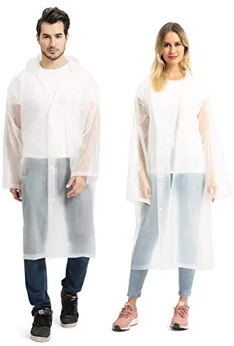 Opret Chubasquero Impermeable para Hombre y Mujer, 2 Piezas Poncho Impermeable Reutilizable, Chaquetas Lluvia con Mangas y Capucha, Poncho de Lluvia Unisex para Viajes, Picnic,Trekking y Camping