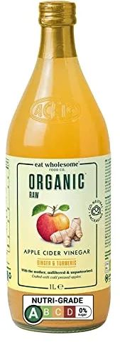 Eat Wholesome Vinagre De Sidra De Manzana Orgánico, Jengibre Y Cúrcuma, 1L - Crudo, No Pasteurizado, No Filtrado, Con La Madre, Vegano, Botella De Vidrio, Embalaje CO2 Neutro