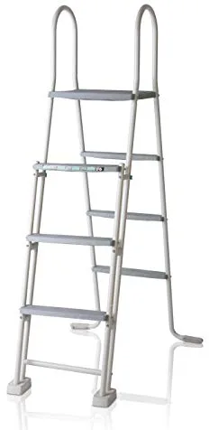 Gre ES1213 - Escalera de Seguridad para Piscinas Elevadas - Acero Galvanizado, Peldaños Antideslizantes y Sistema de Protección Infantil