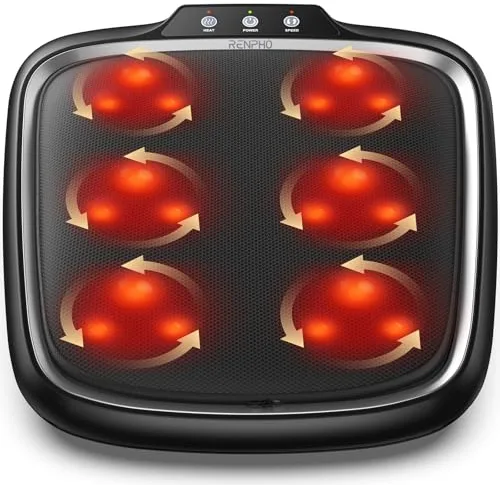 RENPHO Masaje Eléctricos de pies con calor, Masajeador eléctrico de pies Shiatsu,Masajeadores para pies de amasamiento profundo con cubierta extraíble para fascitis plantar, neuropatía y pies cansados
