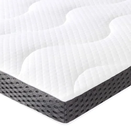 Amazon Basics Colchón de Espuma viscoelástica con Gel refrescante Topper, Funda removible y Lavable, 120 x 200 cm, 7 cm, Blanco