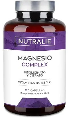 Citrato de Magnesio 1545mg + Magnesio Bisglicinato 600mg - Reduce Cansancio y Fatiga - Magnesium Complex Alta Biodisponibilidad - 120 Cápsulas Veganas Nutralie