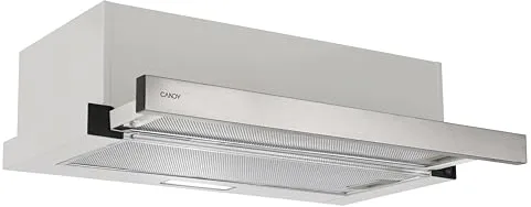 Candy CBT6130/3X, Campana Telescópica 60 CM, 2 Niveles de Potencia, 125W, 264M3/H, Filtros de Carbono, Panel Aluminio Antigrasa, Iluminación LED, 53/60DB, Acero Inoxidable