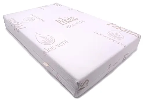 PEKITAS Colchón Minicuna 50 x 80 cm, Grosor 10 cm, Funda Tejido AloeVera Ergonómico Transpirable Antiahogo con Cremallera Lavable, Interior Espuma, Fabricado en España
