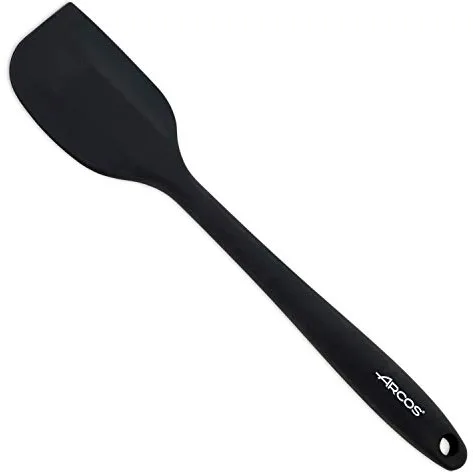 ARCOS Espátula de Silicona Plana, Rectangular y Flexible de 280 Mm para Girar, Mezclar y Despegar Alimentos en Cocina. Lengua de Silicona Profesional. Color Negro