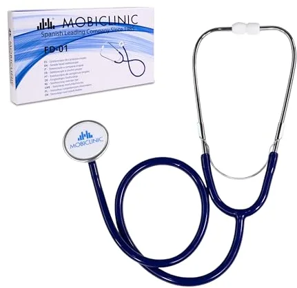 Mobiclinic, Fonendoscopio profesional, Marca española estetoscopio médico de una campana, Fonendo para uso en medicina y enfermería, Fonendosopio preciso ligero, Azul marino