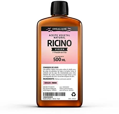 Aceite Vegetal de Ricino 500 ml - 100% virgen - Primera Presión en Frío, Puro, Natural - Ricinus Communis