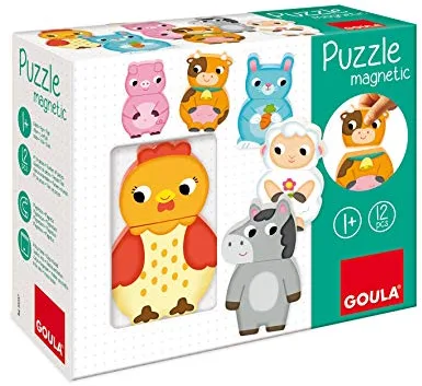 Goula, Puzle magnético Animales Granja, Puzle de Madera a Partir de 1 año, Surtido