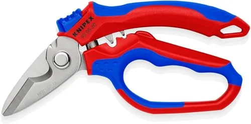 KNIPEX Tijeras de electricista acodadas pulido espejo con fundas multicomponentes, reforzadas con fibras de vidrio 180 mm, 95 05 20 SB