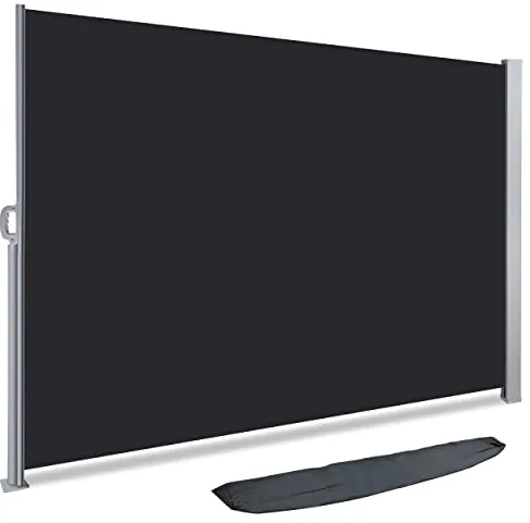 VOUNOT® Toldo Lateral Retráctil, Protege la Privacidad, Protector Solar a Prueba de Viento, para Balcón, Jardin, Terraza, 160 x 300cm, Negro-Antracita