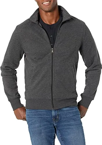 Amazon Essentials Sudadera de Forro Polar con Cuello Perkins y Cremallera Completa Hombre, Carbón Mezcla, L