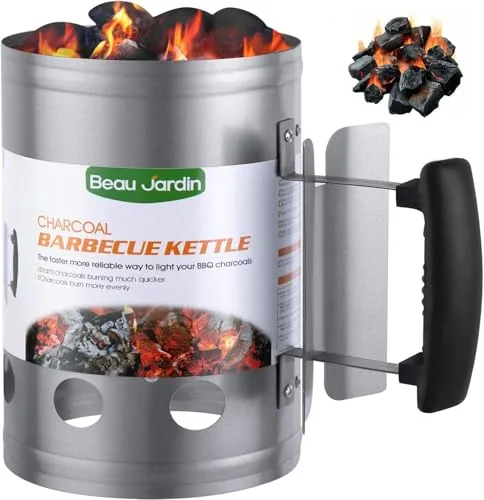 Eau Jardin Encendedor de carbón para Barbacoa para encender la Parrilla Arrancador Chimenea Chimenea de 28 x 18 cm Plata Chimenea de Encendido Chimenea de Encendido Parrilla de Barbacoa Encendedor