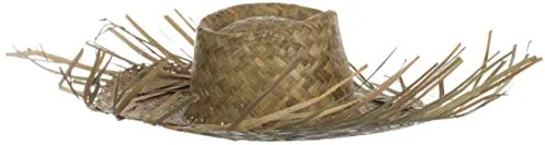 Brandsseller Sombrero de paja con flecos, para fiestas, para el sol o la playa, natural, Talla única