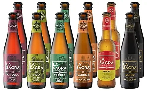La Sagra Pack Cerveza Artesanal 6 Estilos, Botella, los sabores pueden variar 12 x 330ml