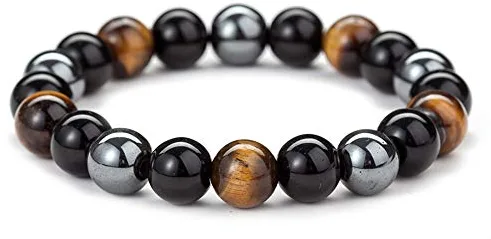 Thajaling 10MM Ojo de tigre de obsidiana y perlas magnéticas Mala pulsera Tibetano budista Buda Meditación Collar/pulsera
