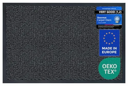Carpet Diem Felpudo Antideslizante 40 x 60 cm - Trampa de Tierra Felpudo Exterior e Interior para una Entrada Limpia - Fácil de Cuidar - Negro-Antracita