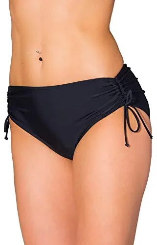Aquarti Bragas de Bikini Mujer con Lazos – Braga Bikini Mujer Ajustable, de Secado Rápido, Negro, 40