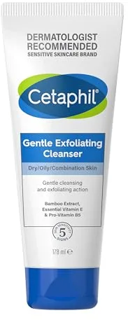 CETAPHIL Limpiador Exfoliante Suave Facial Diario para todo tipo de pieles, con micropartículas de bambú 178ML