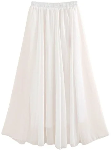 Golden Service Falda Mujer Elástica Plisada Básica Falda Larga Mujer Maxi Bohemia Playa Vacaciones Gasa con Talla Grande Cintura Elástica