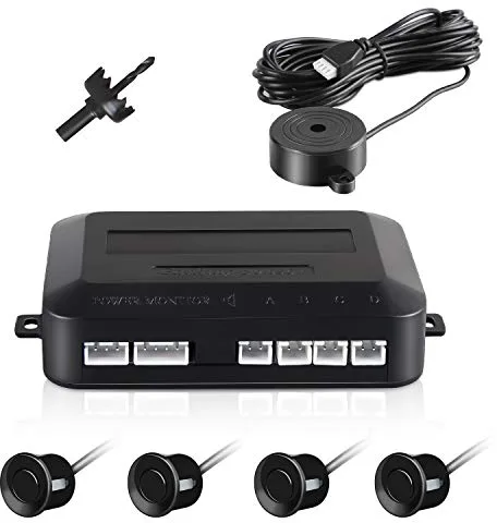 Sensores de Aparcamiento, Aolead Sensor Aparcamiento Coche Radar Reserva con 4 Sensores y Bibi Alerta de Sonido - Negro