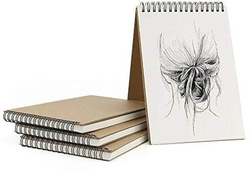 VEESUN Bloc de Dibujo A5, 4Pcs Cuadernos de Dibujo Bonitos con Tapa Dura 30 Hojas DIY Libros de Visitas para Escribir Dibujo Adecuado para Lápiz Acuarela Dibujo Escritura Artistas, 160 GMS Apaisado