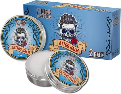 Viking Revolution - Crema para Tatuajes - Para Usar Antes, Durante y Después de Tatuarse - Segura y Natural Loción Hidratante para Reparar la Piel - 2 paquetes de 57g cada uno