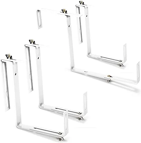 com-Four® - Soporte para Bandeja de Flores para parapetos y barandillas de balcón, fijación Flexible de Metal para bandejas de Plantas - Ajustable en 2 direcciones, no Requiere Taladro