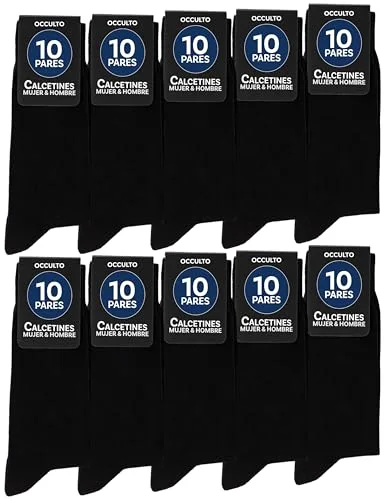 Occulto calcetines negros para hombre & mujer pack de 10, pack de 20, pack de 30 (modelo Hermann), calcetines algodón 10 Pares | Negro 43-46