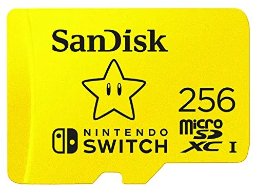 SANDISK Tarjeta microSD con licencia oficial para Nintendo Switch, Super Mario Superstar 256GB (Velocidad de Lectura hasta 100 MB/s, UHS-I, V30,C10, U3D)