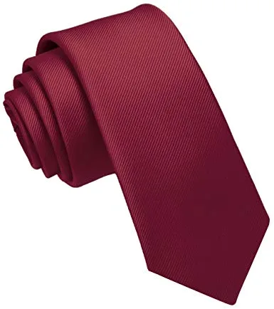 JEMYGINS Corbata de Hombre Ajustada de Color Sólido a Rayas Diagonales 6 cm de Ancho Rojo Oscuro