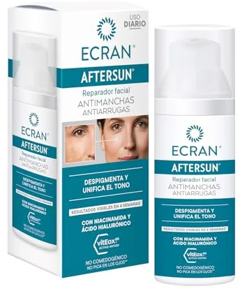 Ecran - Aftersun Sérum Facial Antimanchas Reparador con Niacidamina, Despigmenta y Unifica el Tono, Fórmula con VitEox80 - 50 ml