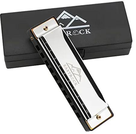 EastRock Blues Armónica Órgano de boca 10 agujeros C llave con estuche, armónica diatónica para jugadores profesionales principiantes, regalos para estudiantes, regalo para amigos adultos