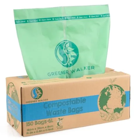 Greener Walker 100% compostable Biodegradable 6L Bolsa Basura Alimentos Cocina Bolsas de basura-150 Bolsas
