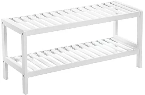 SONGMICS Zapatero de Entrada, 2 Niveles, Estante para Zapatos de Madera de Bambú, Delgado, para Salón Pasillo Dormitorio Baño, 26 x 70 x 33 cm, Blanco LBS02WT