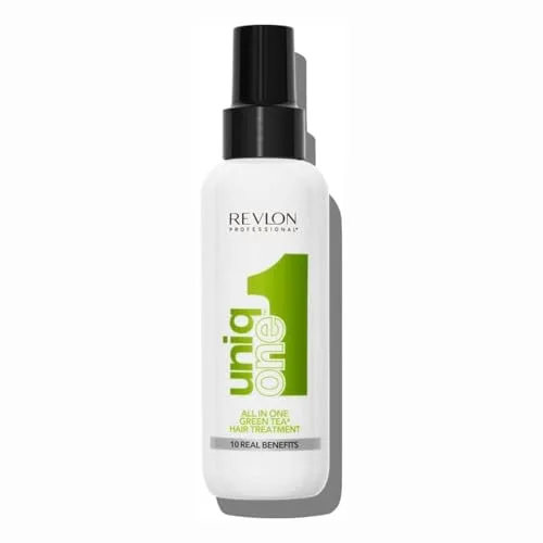 REVLON PROFESSIONAL UniqOne All in One Protector Térmico Pelo, Hidratación Profunda Cabello, Tratamiento en Spray sin Aclarado, Desenredante Pelo Mujer, Fragrancia Té Verde 150 ml