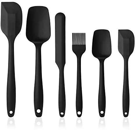 Vicloon Utensilios de Cocina de Silicona,Set de 6 Espátulas Silicona Incluye Hilvanado Cepillo, Espátula,Cuchara, No Tóxico, Antiadherente,Resistente al Calor,Utensilios para Cocina y Horneado