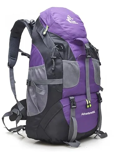 Bseash 50L Mochila de senderismo ligera y resistente al agua, mochila de deporte al aire libre, bolsa de viaje para escalar, acampar, viajar