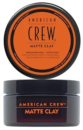American Crew Matte Clay, Cera Mate Pelo Hombre Fijación Media-Alta, Cera con Acabado Mate, Moldeador Pelo con Arcilla y Fijador Pelo en Pasta, 85g